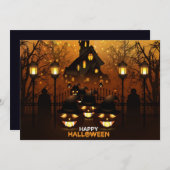 Happy Halloween Spukhuis  Feestdagenkaart (Voorkant / Achterkant)