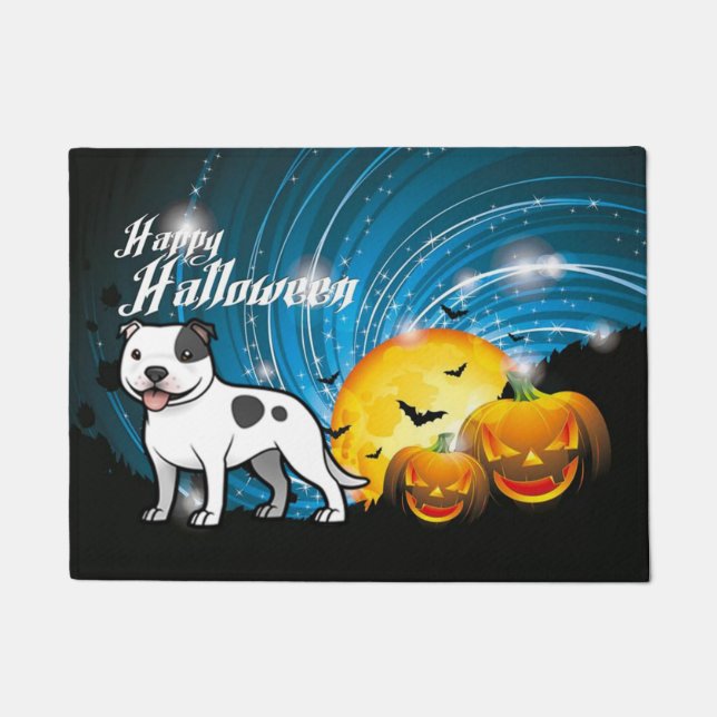 Happy Halloween Staffordshire Bull Terrier Deurmat (Voorkant)