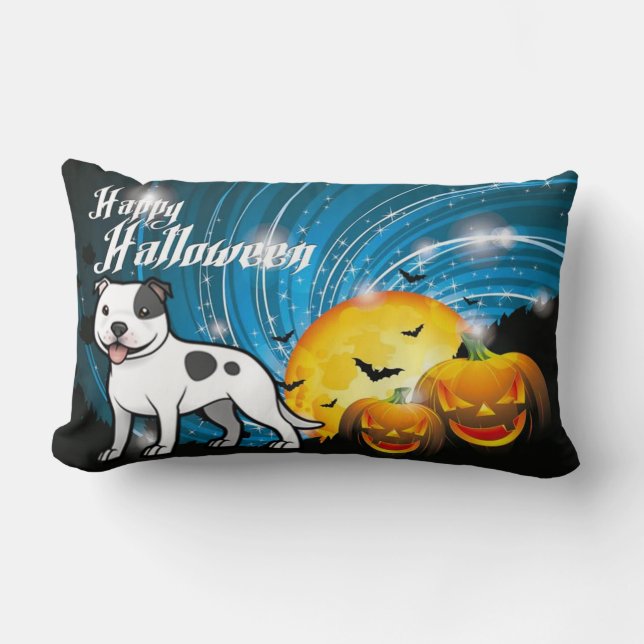 Happy Halloween Staffordshire Bull Terrier Kussen (Voorkant)