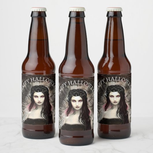 Happy Halloween Steampunk Gothic Fallen Angel Bier Etiket (Flessen)