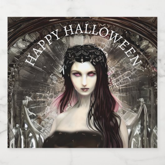 Happy Halloween Steampunk Gothic Fallen Angel Bier Etiket (Enkel label)