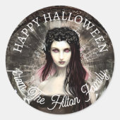 Happy Halloween Steampunk Gothic Fallen Angel Ronde Sticker (Voorkant)