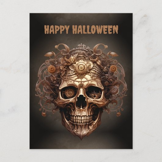 Happy Halloween Steampunk Skull Skeleton Briefkaart (Voorkant)