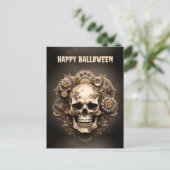Happy Halloween Steampunk Skull Skeleton Briefkaart (Staand voorkant)
