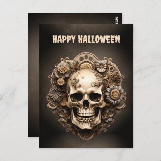 Happy Halloween Steampunk Skull Skeleton Briefkaart (Voorkant / Achterkant)