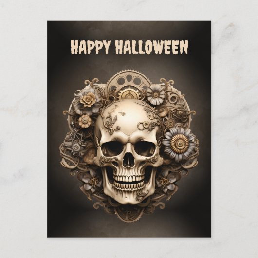 Happy Halloween Steampunk Skull Skeleton Briefkaart (Voorkant)