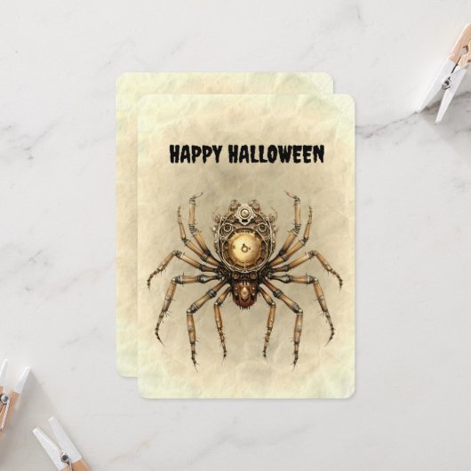 Happy Halloween Steampunk Spider (Voorkant / Achterkant in situ)
