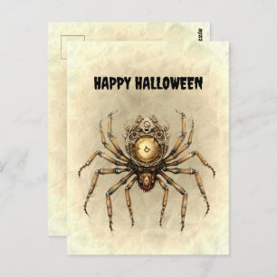 Happy Halloween Steampunk Spider Briefkaart