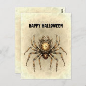Happy Halloween Steampunk Spider Briefkaart (Voorkant / Achterkant)