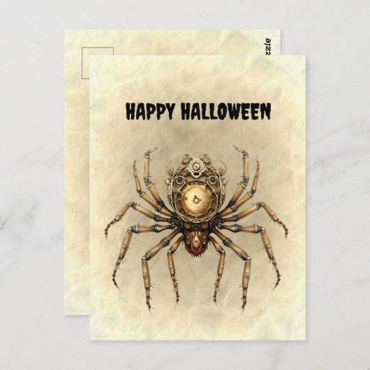 Happy Halloween Steampunk Spider Briefkaart (Voorkant / Achterkant)