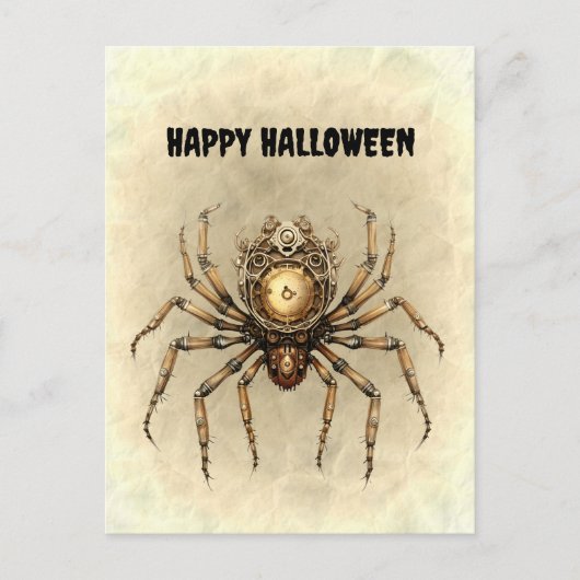 Happy Halloween Steampunk Spider Briefkaart (Voorkant)