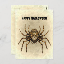 Happy Halloween Steampunk Spider Briefkaart