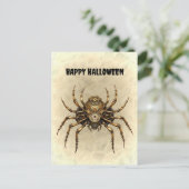 Happy Halloween Steampunk Spider Briefkaart (Staand voorkant)