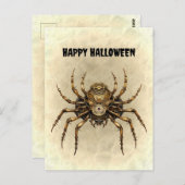 Happy Halloween Steampunk Spider Briefkaart (Voorkant / Achterkant)
