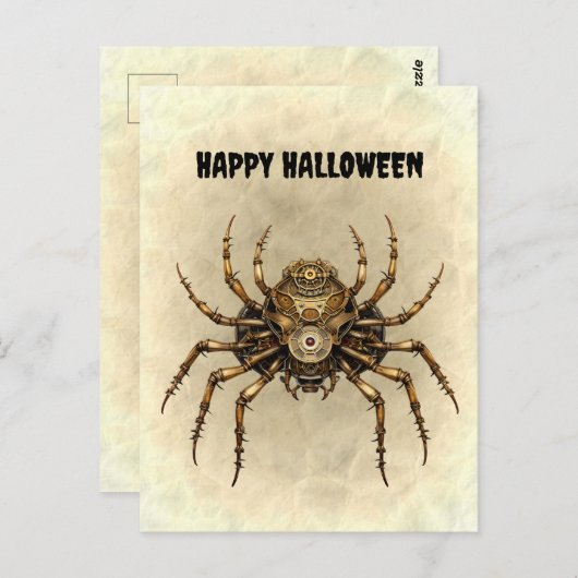 Happy Halloween Steampunk Spider Briefkaart (Voorkant / Achterkant)