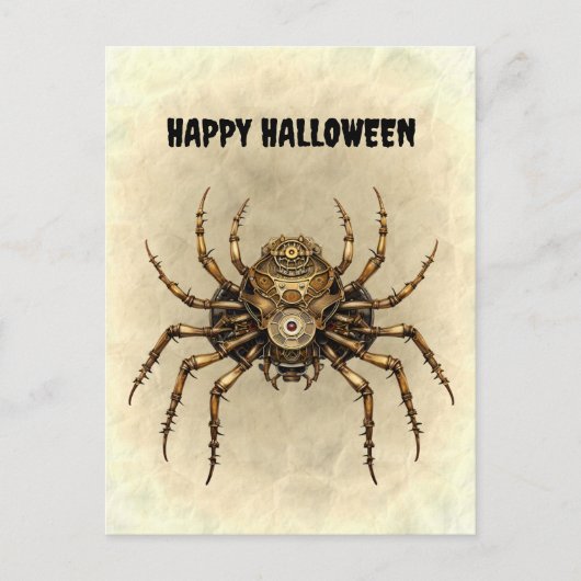 Happy Halloween Steampunk Spider Briefkaart (Voorkant)