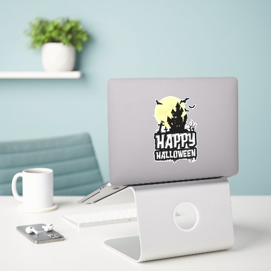 Happy Halloween Sticker (Laptop op bureau)