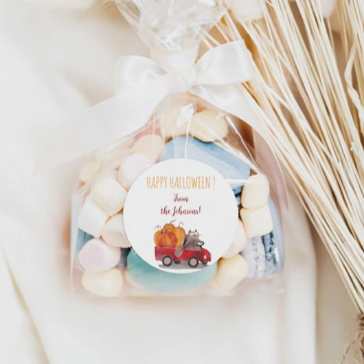 Happy Halloween-Sticker voor Snoep- en koekjeszakk Ronde Sticker