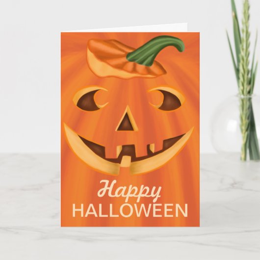Happy Halloween Stylish Carved Halloween Pumpkin Kaart (Voorkant)