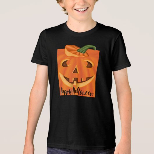 Happy Halloween Stylish Carved Halloween Pumpkin Tri-Blend Shirt (Voorkant)