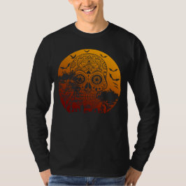 Happy Halloween Sugar Skull Graveyard Full Moon 2 T-shirt