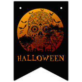 Happy Halloween Sugar Skull Graveyard Full Moon 2 Vlaggetjes (Tweede vlag)