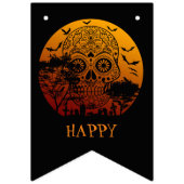 Happy Halloween Sugar Skull Graveyard Full Moon 2 Vlaggetjes (Eerste vlag)
