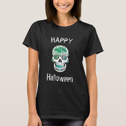 Happy Halloween Sugar Skull T-shirt (Voorkant)