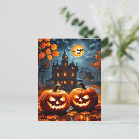 Happy Halloween | Super gloeiende snode pompoenen Briefkaart (Staand voorkant)