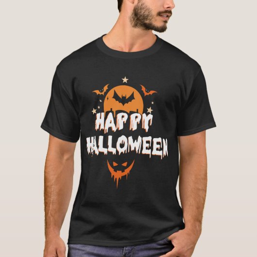 Happy Halloween T-Shirt – Classic Spooky Season (Voorkant)