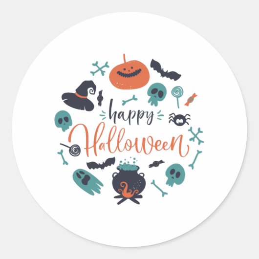 Happy Halloween T-shirt mannen vrouwen Ronde Sticker (Voorkant)