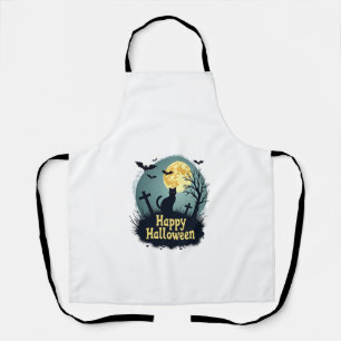 Happy Halloween T-shirt met kat op kerkhof - Grun Schort