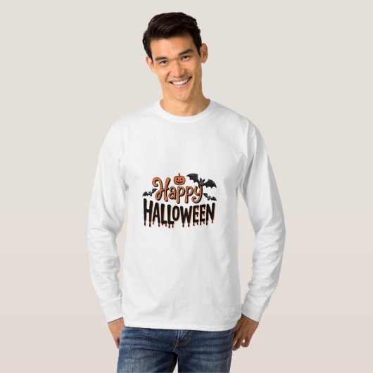 Happy Halloween T-shirt met pompoen (Voorkant volledig)