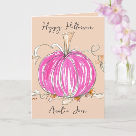 Happy Halloween Tante Pink Pumpkin Pinkoween Kaart (Orchidee)