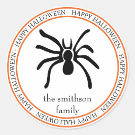 Happy Halloween Tarantula Spider (zwart/Oranje) Ronde Sticker