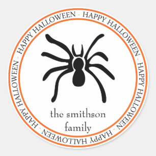 Happy Halloween Tarantula Spider (zwart/Oranje) Ronde Sticker