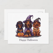 Happy Halloween teckel heksenhonden Briefkaart (Voorkant / Achterkant)