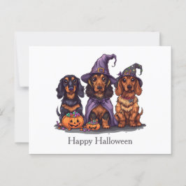 Happy Halloween teckel heksenhonden Briefkaart