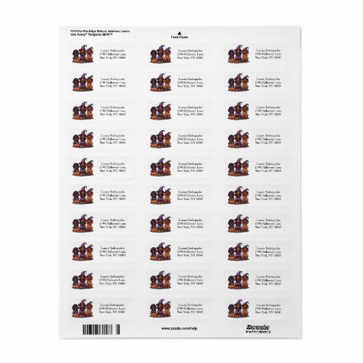 Happy Halloween teckel heksenhonden Etiket (Full Sheet)