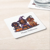 Happy Halloween teckel heksenhonden Kartonnen Onderzetters (Schuin)