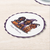 Happy Halloween teckel heksenhonden Kartonnen Onderzetters (Gekanteld)