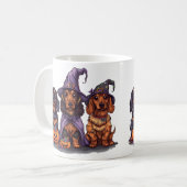 Happy Halloween teckel heksenhonden Koffiemok (Voorkant links)