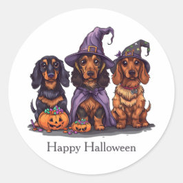 Happy Halloween teckel heksenhonden Ronde Sticker