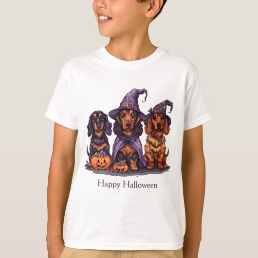 Happy Halloween teckel heksenhonden T-shirt (Voorkant)