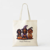 Happy Halloween teckel heksenhonden Tote Bag (Achterkant)