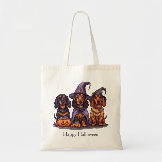 Happy Halloween teckel heksenhonden Tote Bag (Voorkant)