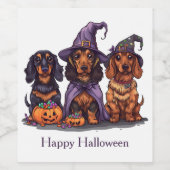 Happy Halloween teckel heksenhonden Wijn Etiket (Enkel label)