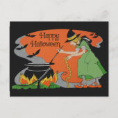 Happy Halloween Tekening Oude heks & vleermuizen Briefkaart (Voorkant)