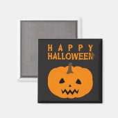 Happy Halloween-tekst en pompoen op Black Magnet (Voorkant / Achterkant)