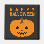 Happy Halloween-tekst en pompoen op Black Magnet (Voorkant)